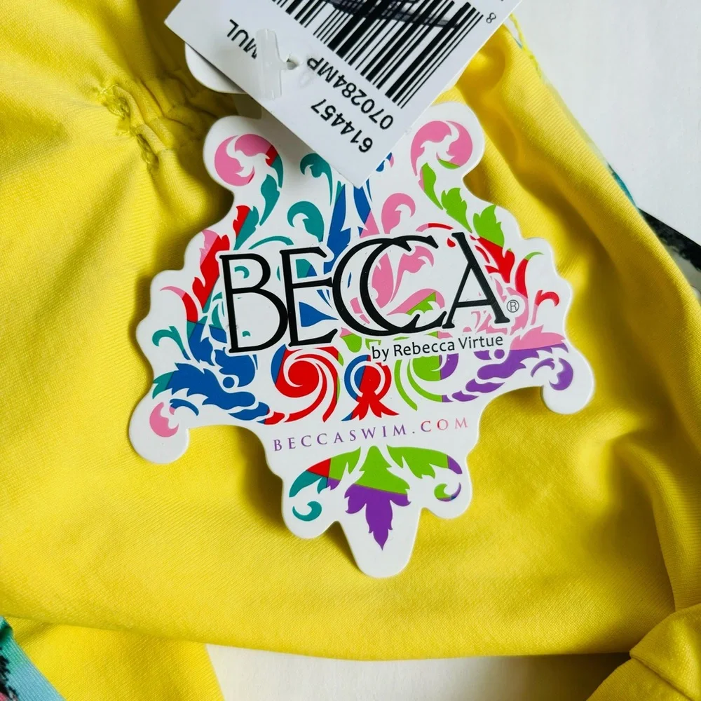 BECCA By Rebecca Virtue Paisley 2 Piece Bikini Top Bottom Set Yellow Size Small